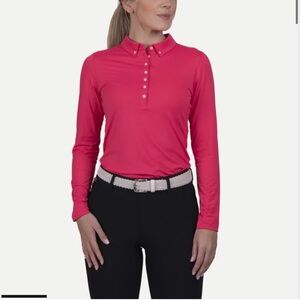 KJUS Women's Scotscraig Long-Sleeve Polo Pink size 40 NWT